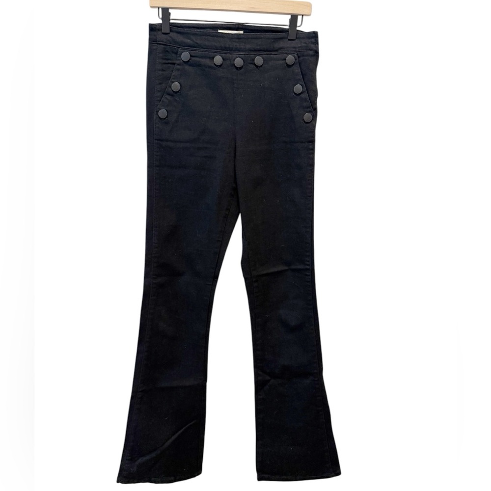 MAJE Button Waist Sailor Jeans in Black size 40 Flare
